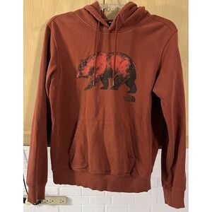 The North Face Mens Graphic Print Long Sleeves Brick Red Pullover Hoodies Size S